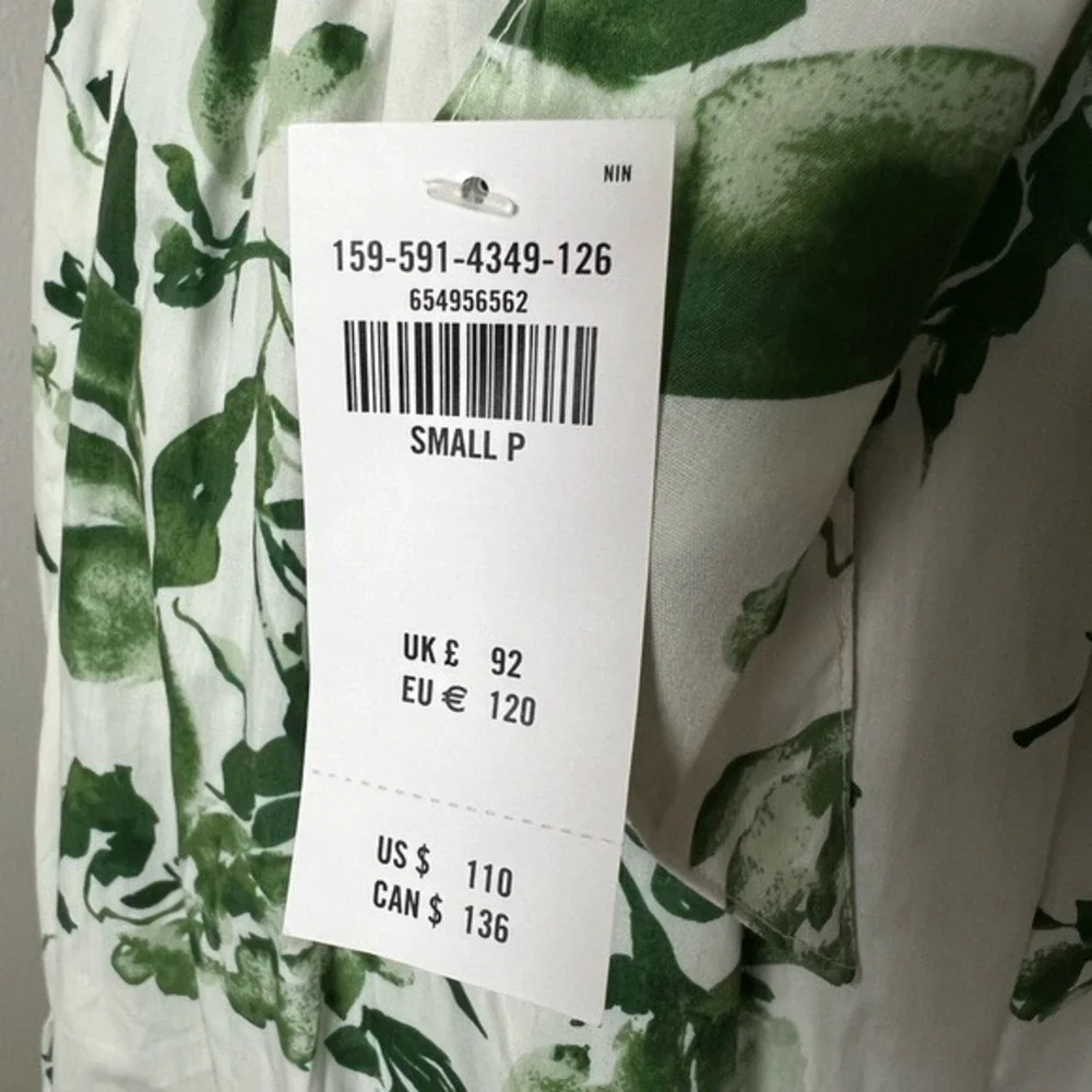 Abercrombie & Fitch White Maxi Dress with Green Floral Print